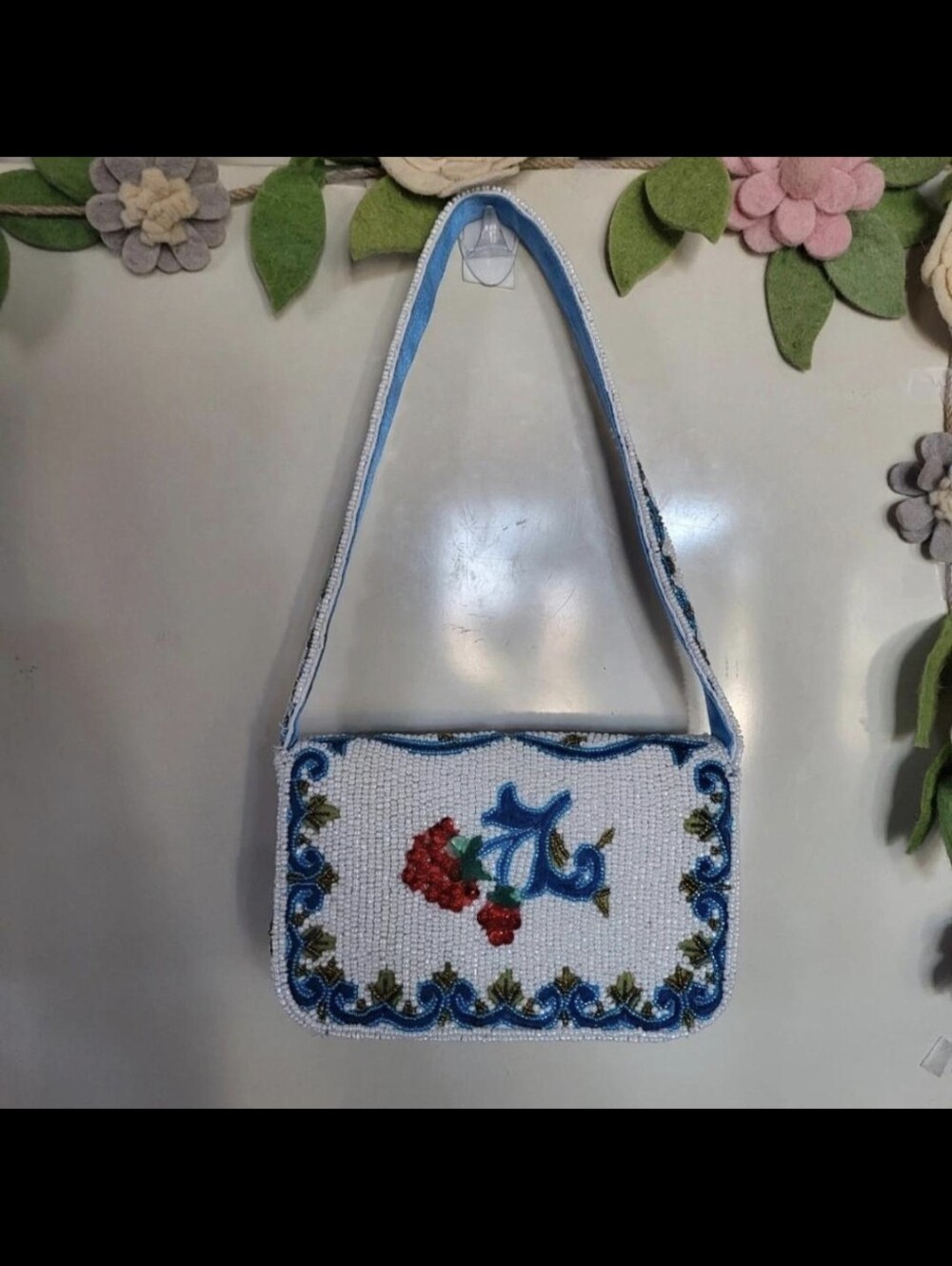 Handmade In India Raspberry Brocade Beaded Bag - Picture 4 of 6